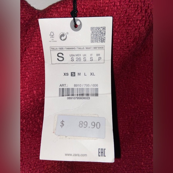 Zara Red mini dress with gold accents Size Small - Picture 6 of 8